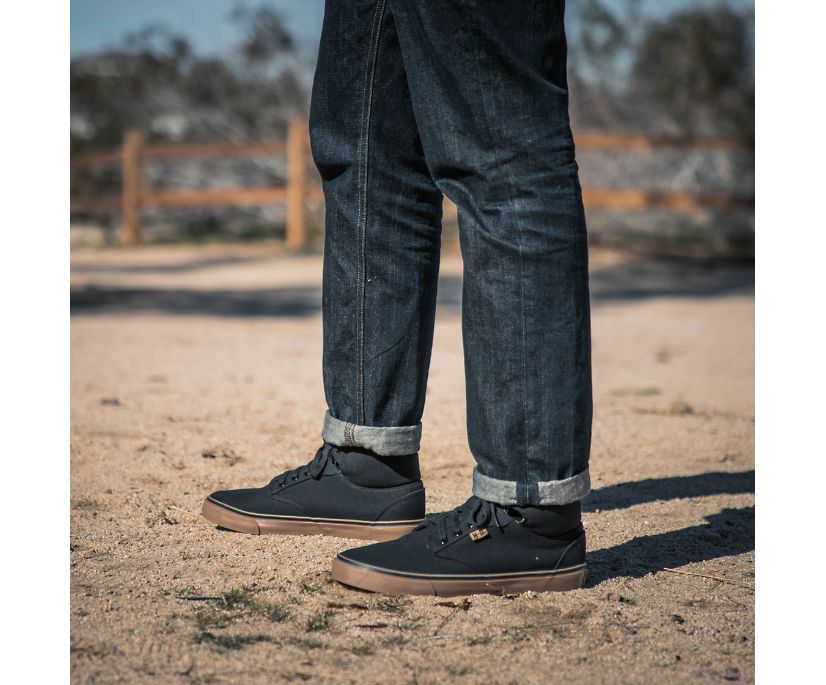 Vans authentic black clearance gum sole on feet