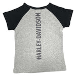 H-D® LITTLE GIRLS' B&S RAGLAN SHORT SLEEVE COLORBLOCK TEE - GRAY