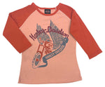 H-D® TODDLER GIRLS' 3/4 SLEEVE RAGLAN COLORBLOCK TODDLER TEE - ORANGE