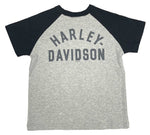 H-D® LITTLE BOYS' EAGLE COLORBLOCKED SHORT SLEEVE RAGLAN TEE - GRAY