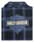 H-D® BIG BOYS' BRUSHED PLAID LONG SLEEVE SHIRT - BLACK/BLUE