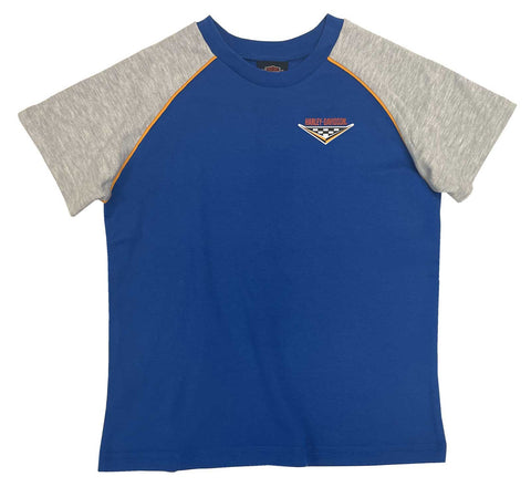 H-D® LITTLE BOYS' COLORBLOCKED SHORT SLEEVE RAGLAN TEE - BLUE