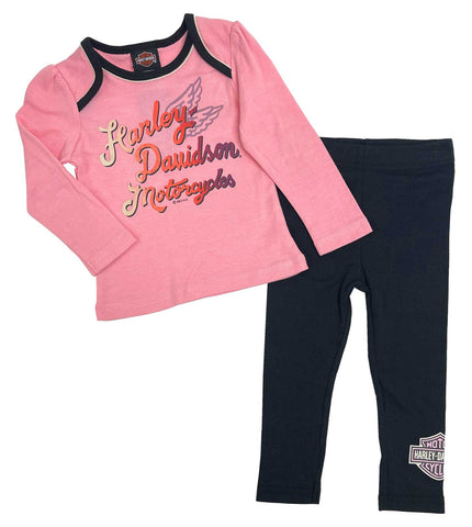 H-D® TODDLER GIRLS' 2 PIECE LONG SLEEVE TEE & KNIT PANT SET