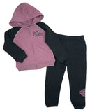 H-D® INFANT GIRLS' 2 PIECE FLEECE HOODIE JOG SET - PURPLE/BLACK