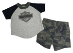 H-D® NEWBORN BOYS' 2-PIECE B&S RAGLAN TEE & CAMO SHORT SET