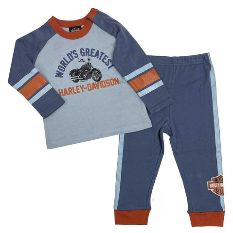 H-D® TODDLER BOYS' 2-PIECE LONG SLEEVE TEE & KNIT PANT SET