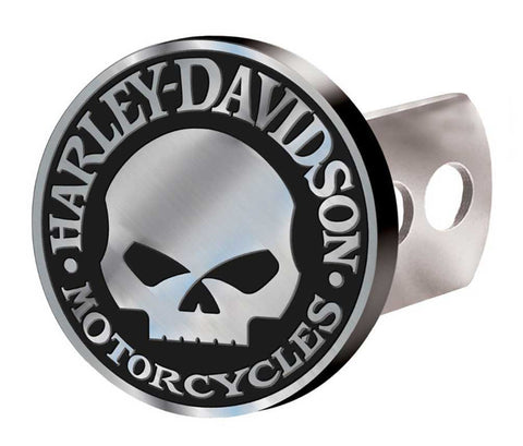 H-D® HITCH COVER, WILLIE G SKULL HITCH PLUG, BRUSHED SILVER