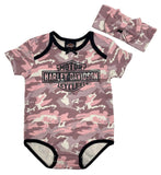 H-D® INFANT GIRLS' PRINTED CAMO KNIT CREEPER & HEADBAND SET