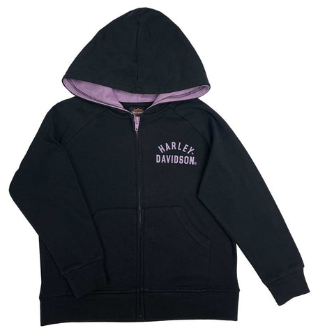 H-D® TODDLER GIRLS' BAR & SHIELD KNIT ZIP-UP HOODIE - BLACK