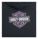 H-D® BIG GIRLS' BAR & SHIELD KNIT ZIP-UP HOODIE - BLACK & LAVENDER