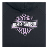 H-D® BIG GIRLS' BAR & SHIELD KNIT ZIP-UP HOODIE - BLACK & LAVENDER