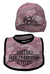 H-D® NEWBORN GIRLS' PRINTED CAMO BIB & HAT SET - CANDY PINK