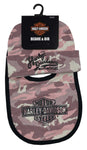 H-D® NEWBORN GIRLS' PRINTED CAMO BIB & HAT SET - CANDY PINK