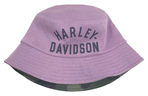 H-D® GIRLS' H-D LOGO REVERSIBLE BUCKET HAT - LAVENDER/CAMO