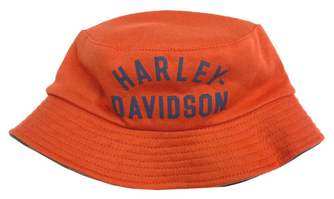 H-D® BOYS' H-D LOGO REVERSIBLE BUCKET HAT - ORANGE/CAMO