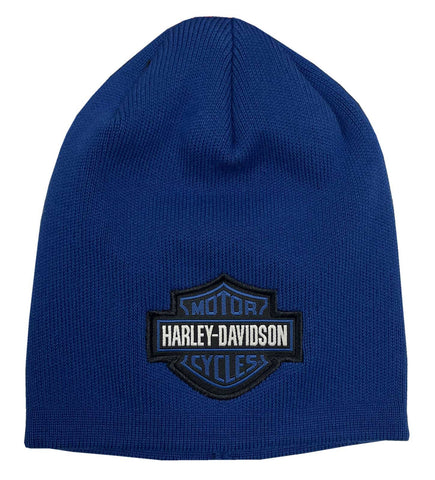 H-D® BOYS' BLUE BAR & SHIELD FINE GUAGE KNIT BEANIE