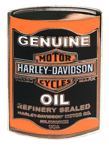 H-D® 1.25 IN. GENUINE B&S OIL CAN PIN - BLACK/ORANGE, SILVER FINISH