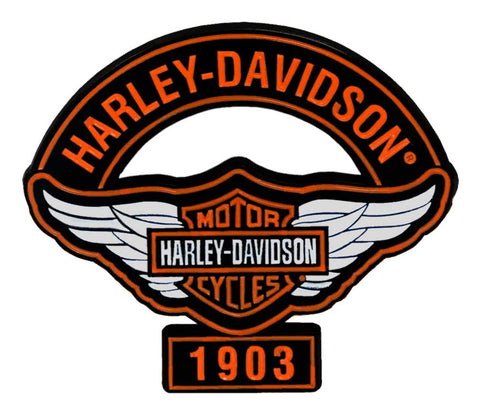 H-D® 1.75 IN. WINGED B&S LOGO STOCK METAL PIN, SHINY BLACK FINISH