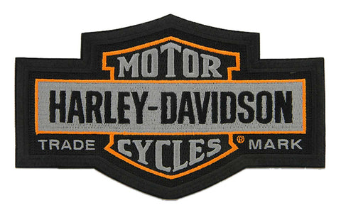 H-D® 7.25 IN. EMBROIDERED TRADEMARK BAR & SHIELD EMBLEM PATCH - GRAY