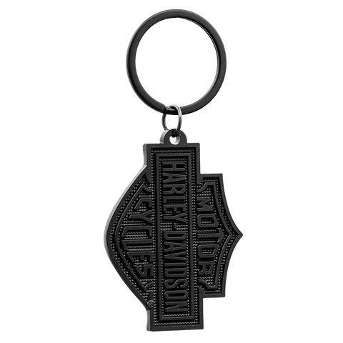 H-D® B&S KNURLED PATTERN BLACK KEYCHAIN