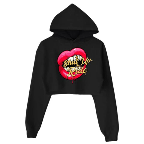 WOMEN'S LIPS CROP HOODIE