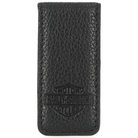 H-D® MEN'S B&S LEATHER MAGNETIC MONEY CLIP - SOLID BLACK