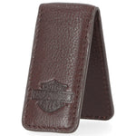 H-D® MEN'S B&S LEATHER MAGNETIC MONEY CLIP - DARK RED BROWN