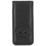 H-D® MEN'S WILLIE G SKULL LEATHER MAGNETIC MONEY CLIP - SOLID BLACK