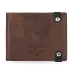 H-D® CRAZY HORSE EAGLE BILLFOLD WALLET W/BACK ID - BROWN