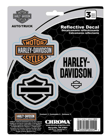 H-D® 3-PIECE REFLECTIVE B&S H-D LOGOS DECALS - 6 X 8 IN.