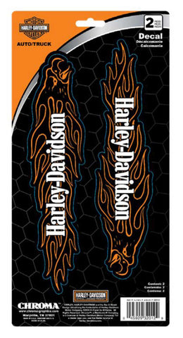 H-D® 2-PIECE FLAMING EAGLE W/ TEXT VINYL DECAL - 6 X 12 IN.