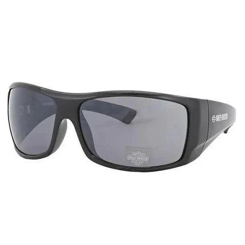 H-D® MEN'S WRAP SUNGLASSES, SHINY BLACK & SMOKE MIRROR LENSES