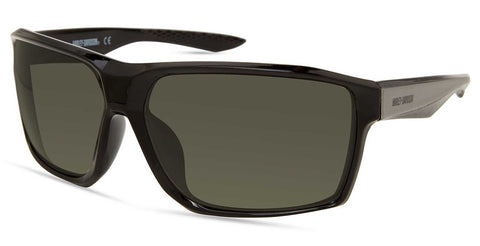 H-D® MEN'S GEOMETRIC EDGE SUNGLASSES, SHINY BLACK FRAME/GREEN LENSES