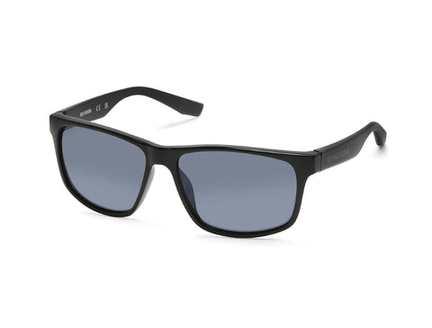 H-D® MEN'S SHINY BLACK RECTANGULAR FRAME SUNGLASSES, SHINY BLACK FRAME & SMOKED BLACK LENSES