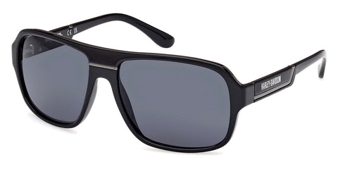 H-D® MEN'S CASUAL PILOT SUNGLASSES, SHINY BLACK FRAME W/SMOKE LENS