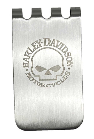 H-D® MEN'S WILLIE G SKULL MONEY CLIP - BRUSHED NICKEL FINISH