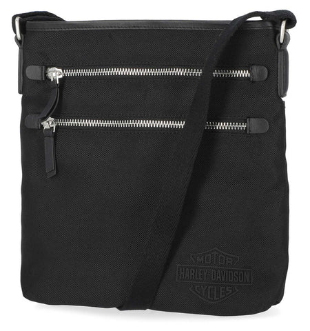 H-D® WOMEN'S CLASSIC CORDURA GENUINE LEATHER/CANVAS CROSSBODY PURSE - BLACK