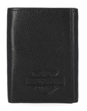 H-D® MEN'S CLASSIC GENUINE PEBBLE LEATHER B&S TRIFOLD WALLET - BLACK