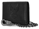 H-D® MEN'S EMBOSSED EAGLE TRI-FOLD SNAL CHAIN RFID WALLET, BLACK