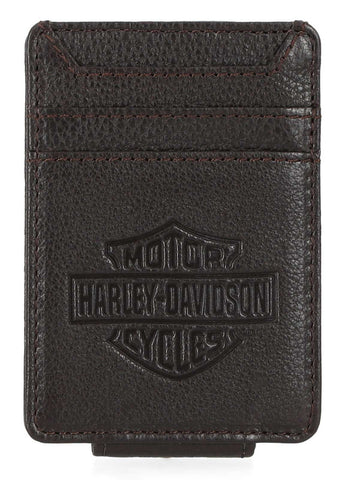 H-D® MEN'S B&S FRONT POCKET LEATHER MONEY CLIP - BROWN