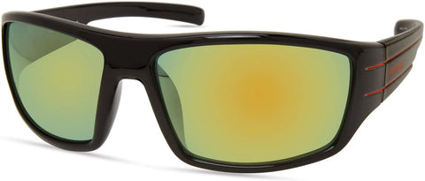 H-D® MEN'S WIDE TEMPLE SUNGLASSES, SHINY BLACK FRAME/BORDEAUX MIRROR LENSES