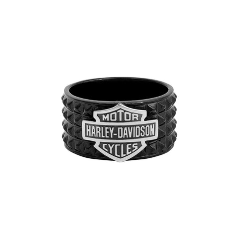 Black On Black Pyramid Steel Ring